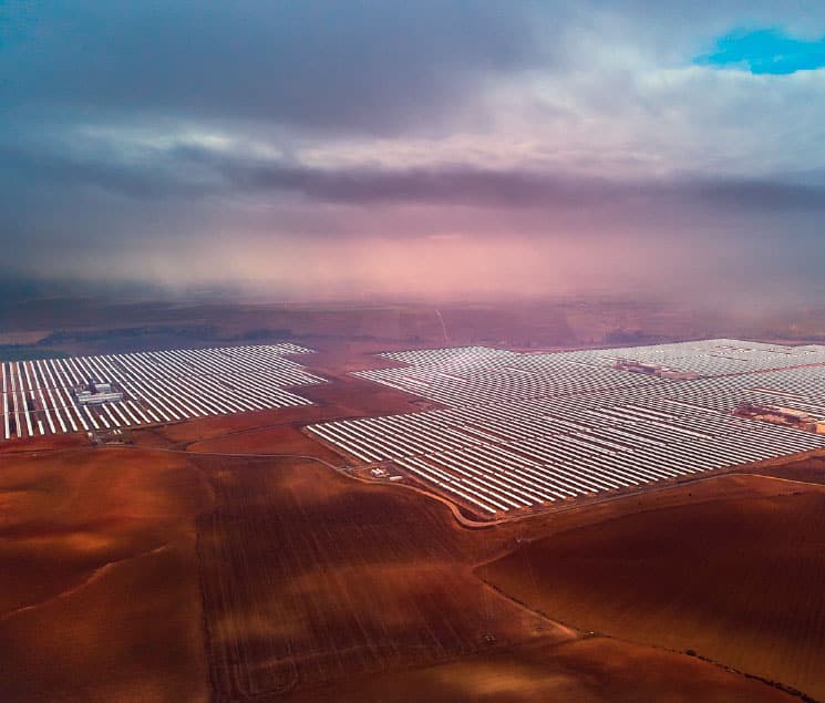 solar energy producer with utility scale plant in desert